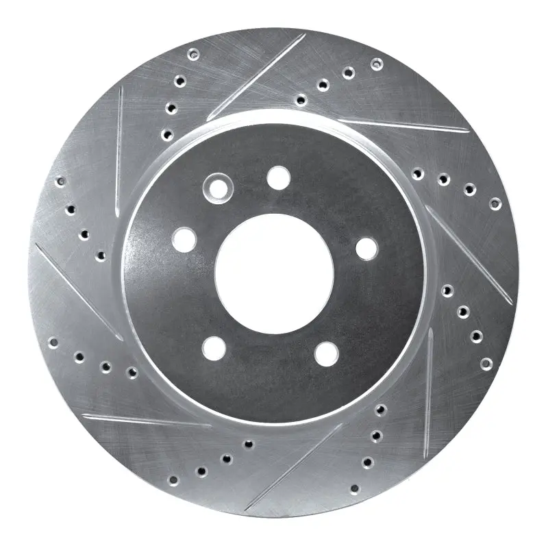 R1 00-06 Jaguar Xkr Rear Left Drilled & Slotted Silver Brake Rotor 1
