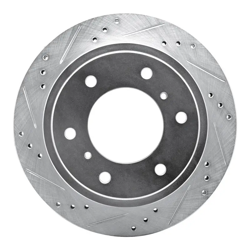 R1 00-06 Mitsubishi Montero Rear Left Drilled & Slotted Silver Brake Rotor 1