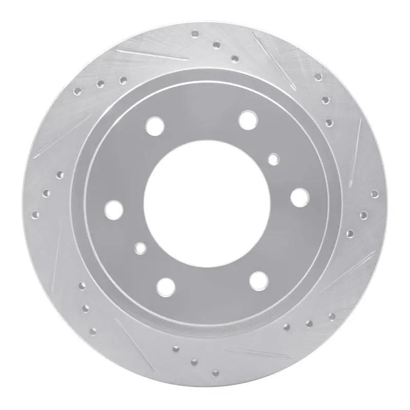 R1 00-06 Mitsubishi Montero Rear Right Drilled & Slotted Silver Brake Rotor 1