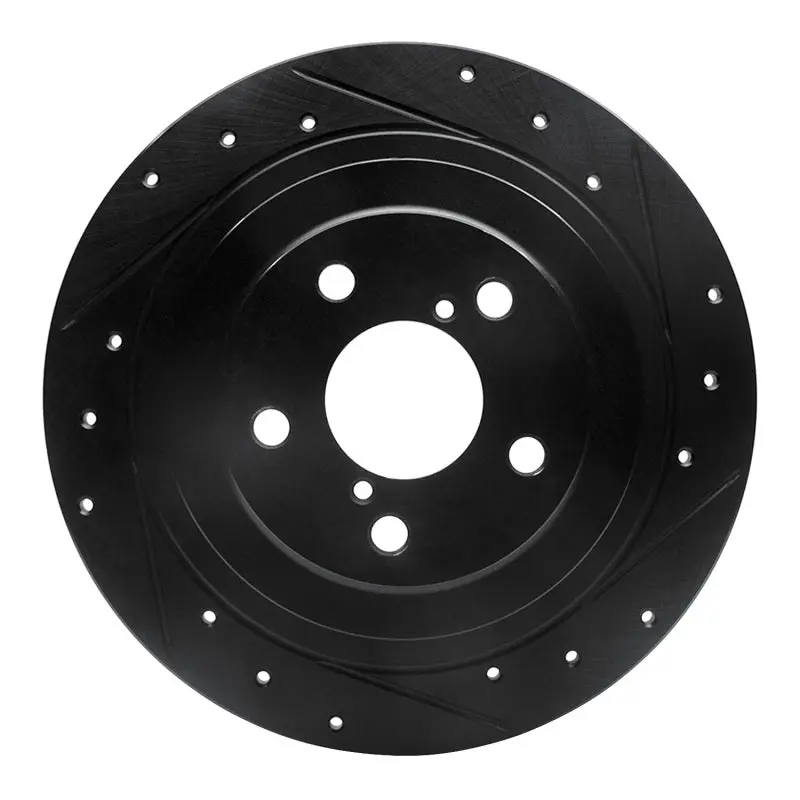 R1 00-06 Subaru Baja Rear Right Drilled & Slotted Black Brake Rotor 1