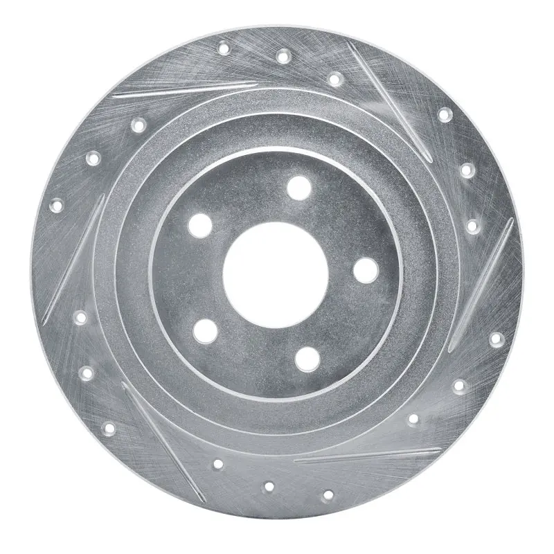 R1 00-06 Subaru Legacy Rear Right Drilled & Slotted Silver Brake Rotor 1