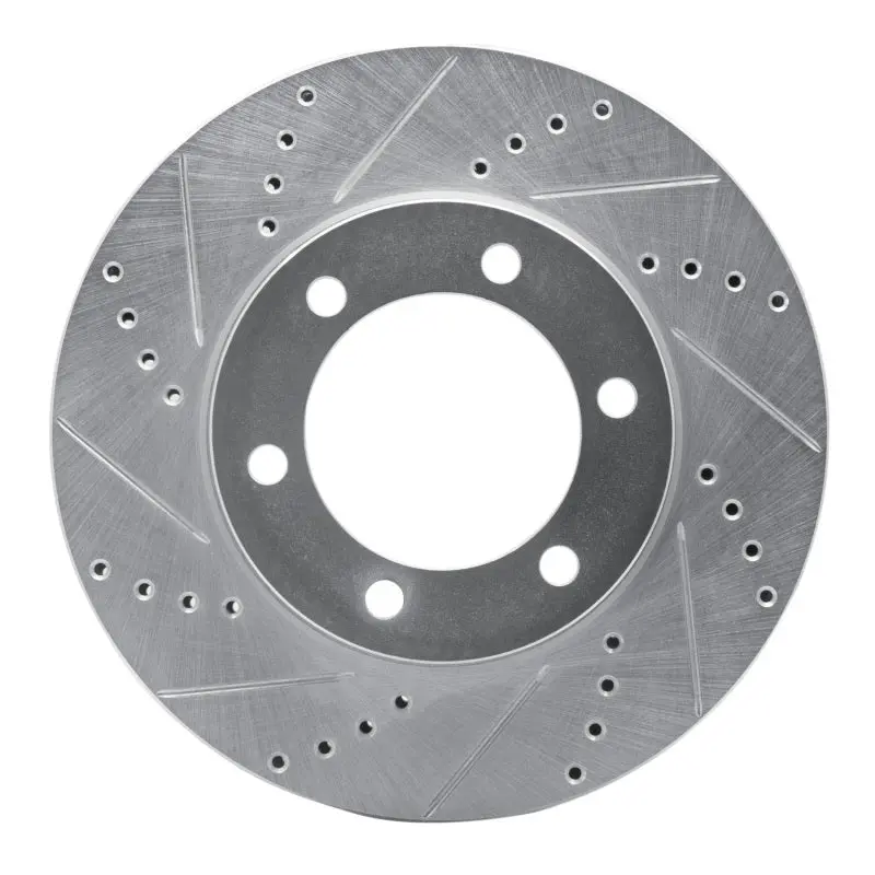 R1 00-07 Toyota Sequoia Front Left Drilled & Slotted Silver Brake Rotor 1