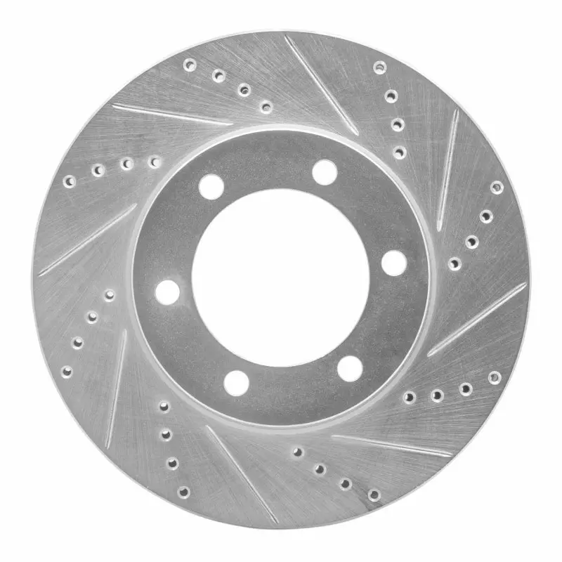 R1 00-07 Toyota Sequoia Front Right Drilled & Slotted Silver Brake Rotor 1