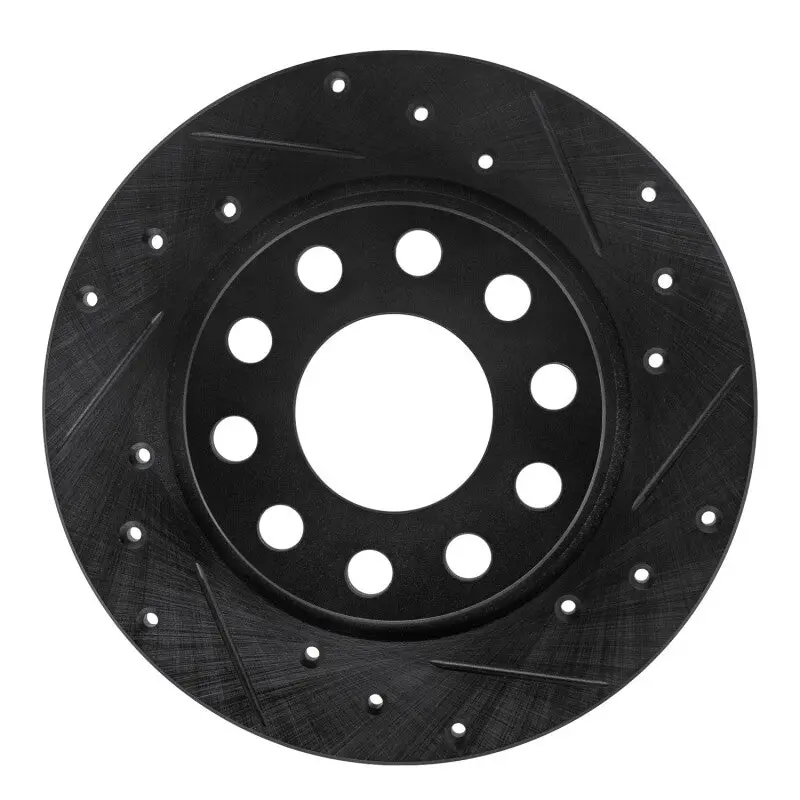 R1 00-08 Audi A4 (Usa/Canada) Rear Right Drilled & Slotted Black Brake Rotor 1