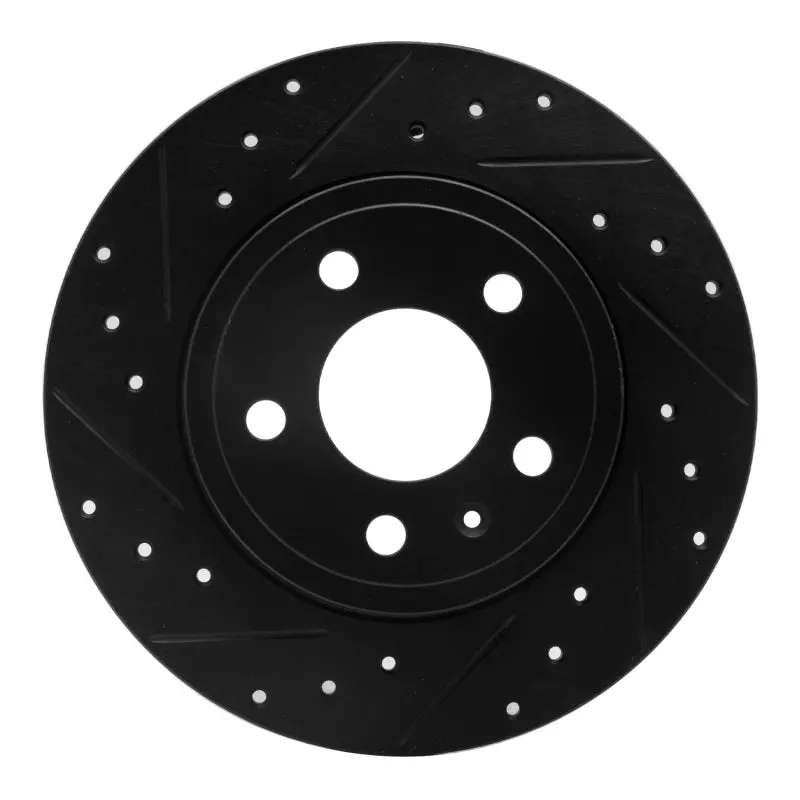 R1 00-09 Audi A4 Quattro Rear Left Drilled & Slotted Black Brake Rotor 1