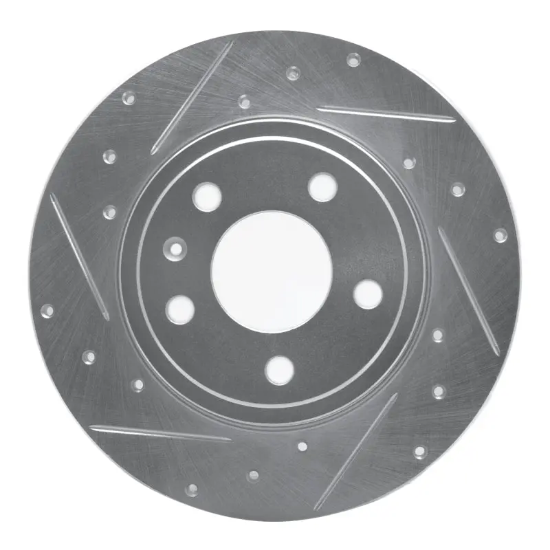 R1 00-09 Audi A4 Quattro Rear Left Drilled & Slotted Silver Brake Rotor 1