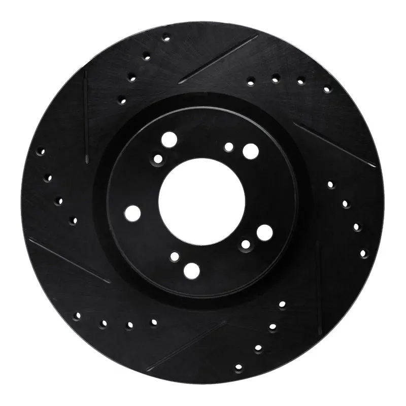 R1 00-09 Honda S2000 Front Left Drilled & Slotted Black Brake Rotor 1