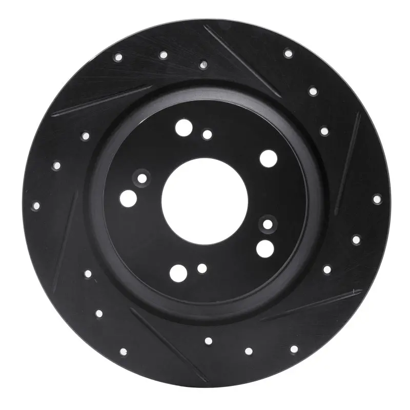 R1 00-09 Honda S2000 Rear Right Drilled & Slotted Black Brake Rotor 1