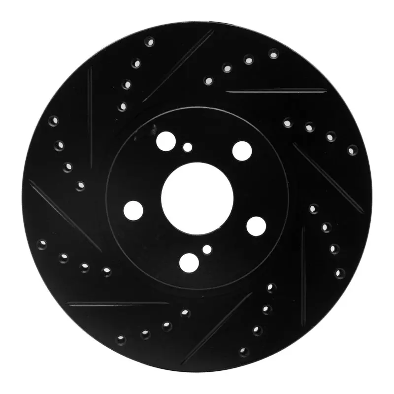 R1 00-10 Pontiac Vibe Front Left Drilled & Slotted Black Brake Rotor 1