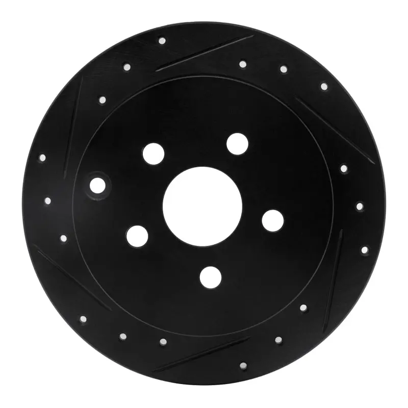 R1 00-10 Pontiac Vibe Rear Left Drilled & Slotted Black Brake Rotor 1