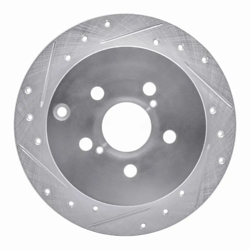 R1 00-10 Pontiac Vibe Rear Left Drilled & Slotted Silver Brake Rotor 1
