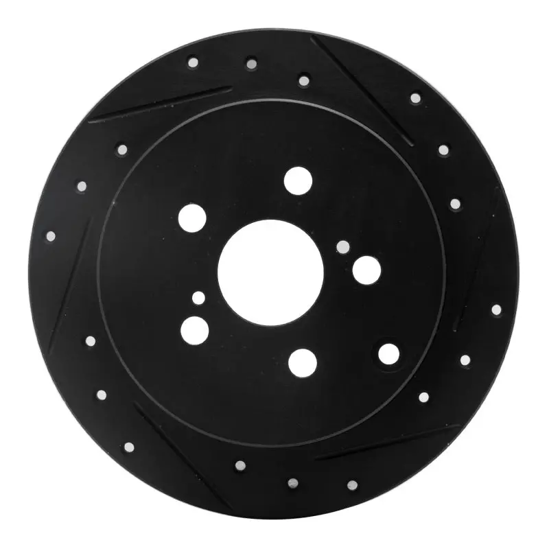 R1 00-10 Pontiac Vibe Rear Right Drilled & Slotted Black Brake Rotor 1