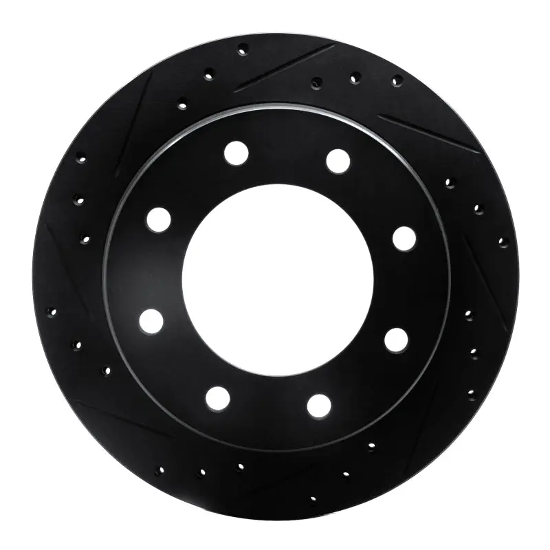 R1 00-11 Cadillac Dts Rear Left Drilled & Slotted Black Brake Rotor 1