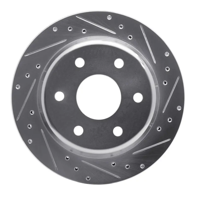 R1 00-14 Cadillac Escalade Rear Right Drilled & Slotted Silver Brake Rotor 1