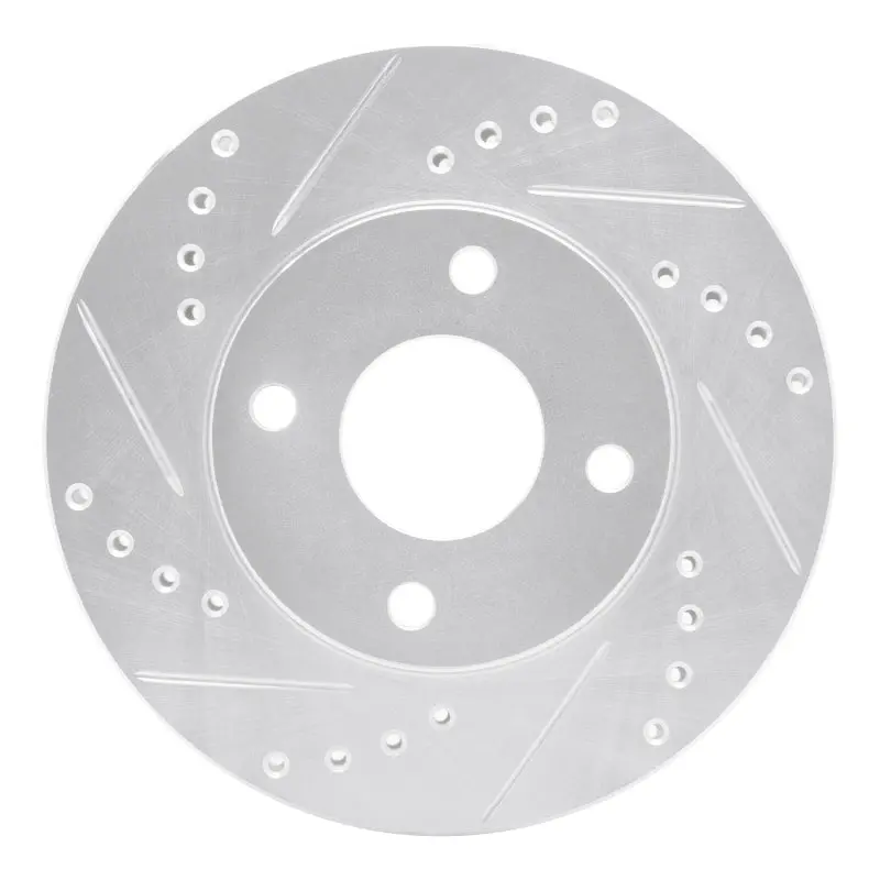R1 00-15 Ford Ikon (Mexico / Made In Brazil) Front Left Drilled & Slotted Silver Brake Rotor 1
