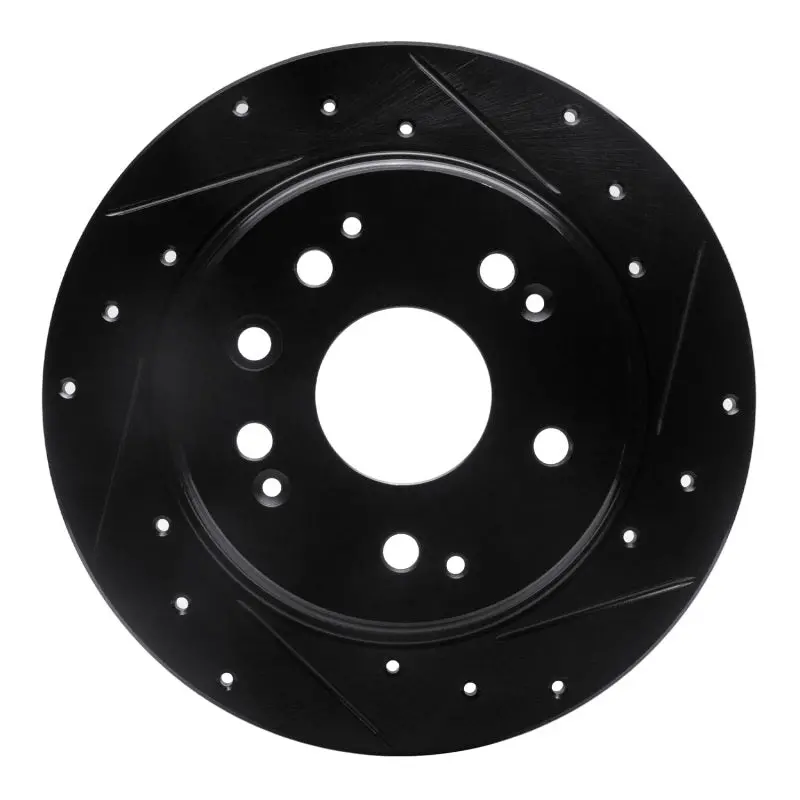 R1 01-03 Acura Cl Rear Right Drilled & Slotted Black Brake Rotor 1