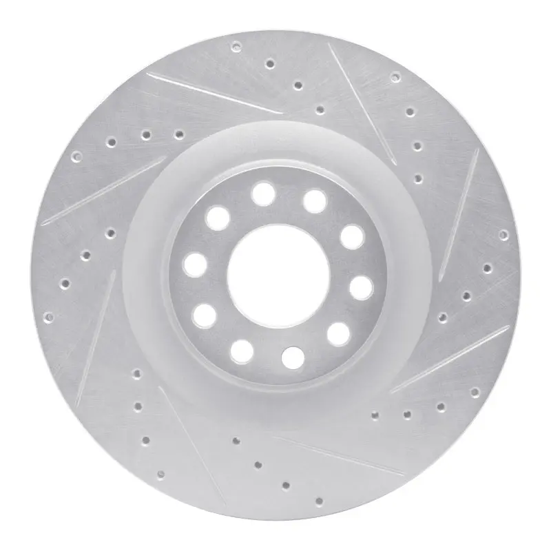 R1 01-03 Audi S8 Front Right Drilled & Slotted Silver Brake Rotor 1