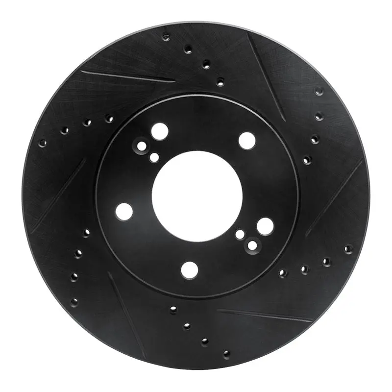R1 01-03 Hyundai Xg350 Front Right Drilled & Slotted Black Brake Rotor 1