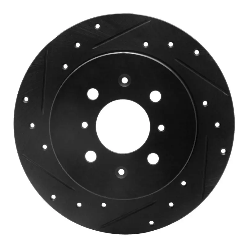 R1 01-05 Acura El Rear Left Drilled & Slotted Black Brake Rotor 1