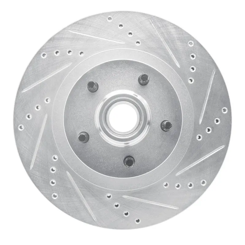 R1 01-05 Ford Explorer Sport Front Right Drilled & Slotted Silver Brake Rotor 1
