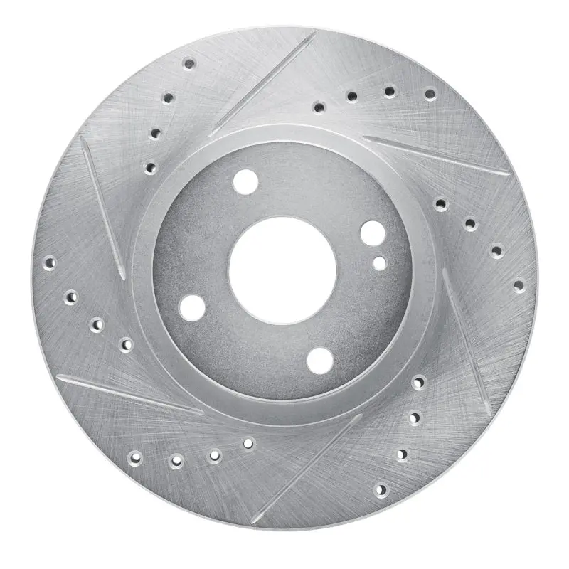 R1 01-05 Mazda Miata Front Left Drilled & Slotted Silver Brake Rotor 1