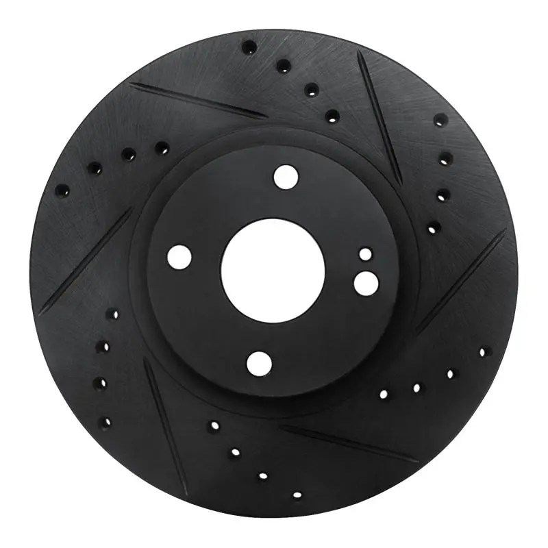 R1 01-05 Mazda Miata Front Right Drilled & Slotted Black Brake Rotor 1
