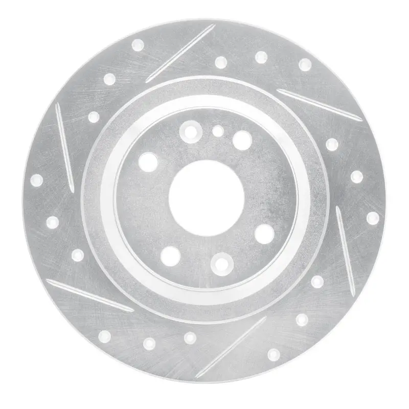 R1 01-05 Mazda Miata Rear Left Drilled & Slotted Silver Brake Rotor 1