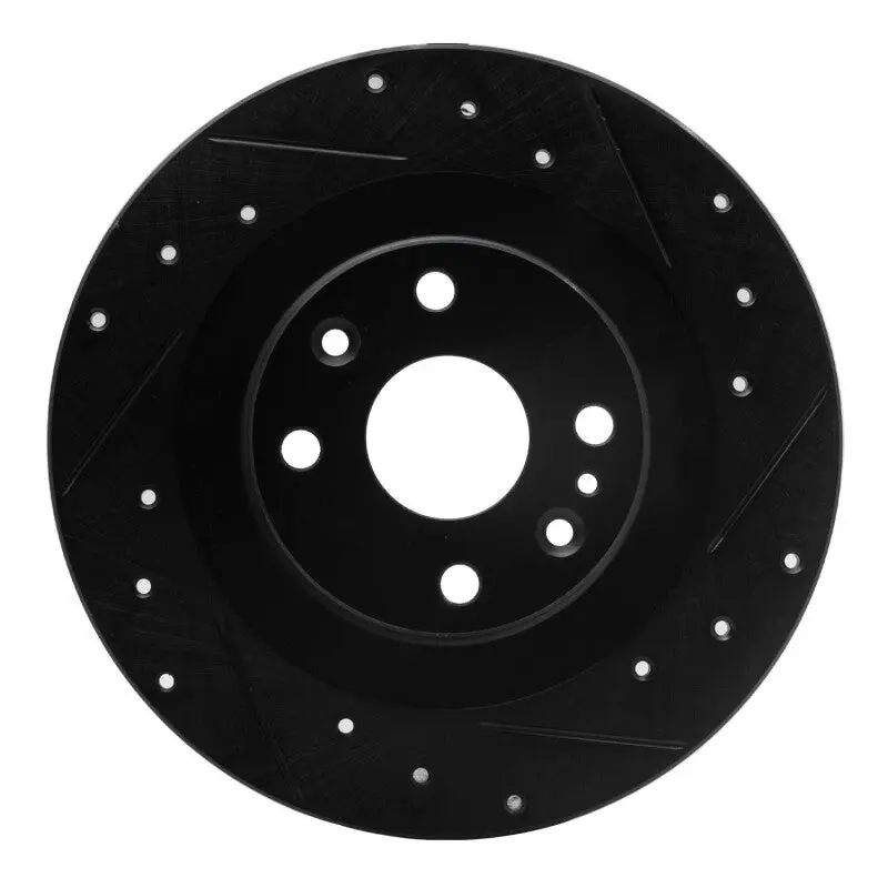 R1 01-05 Mazda Miata Rear Right Drilled & Slotted Black Brake Rotor 1
