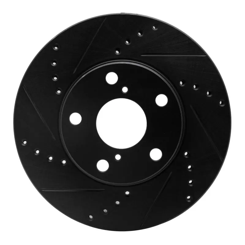R1 01-05 Toyota Rav4 Front Left Drilled & Slotted Black Brake Rotor 1