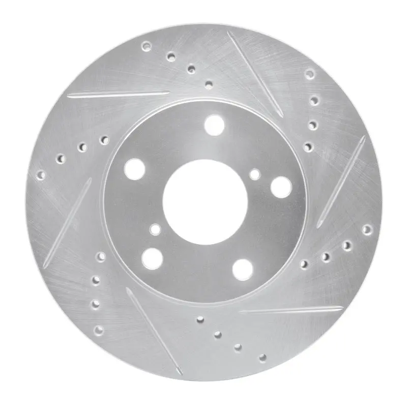 R1 01-05 Toyota Rav4 Front Right Drilled & Slotted Silver Brake Rotor 1