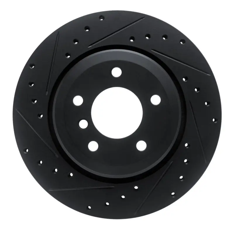 R1 01-06 Bmw 330Ci Rear Left Drilled & Slotted Black Brake Rotor 1