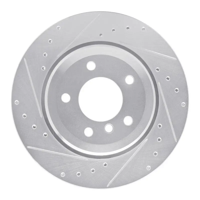 R1 01-06 Bmw 330Ci Rear Left Drilled & Slotted Silver Brake Rotor 1