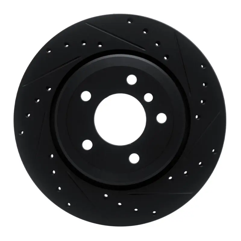 R1 01-06 Bmw 330I Rear Right Drilled & Slotted Black Brake Rotor 1