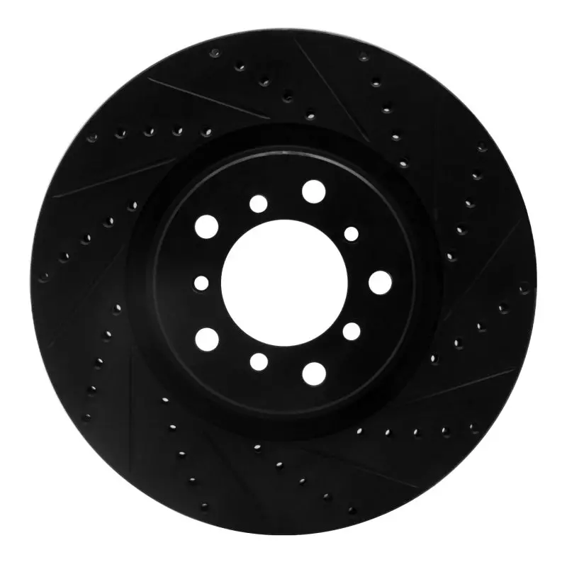 R1 01-06 Bmw M3 Left Front Drilled & Slotted Black Brake Rotor 1