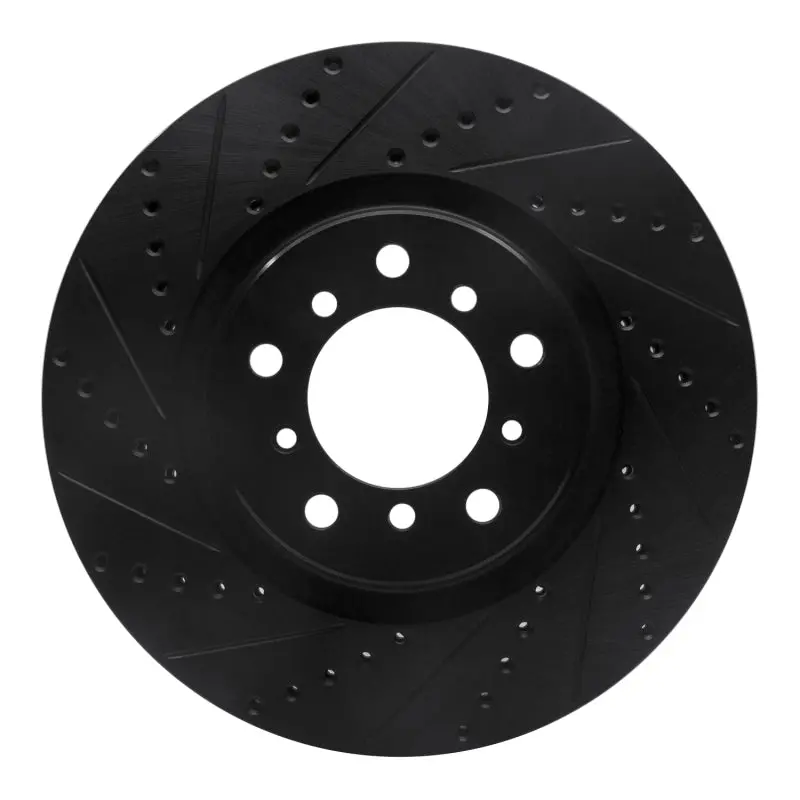 R1 01-06 Bmw M3 Right Front Drilled & Slotted Black Brake Rotor 1