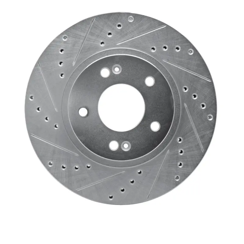 R1 01-06 Hyundai Santa Fe Front Left Drilled & Slotted Silver Brake Rotor 1