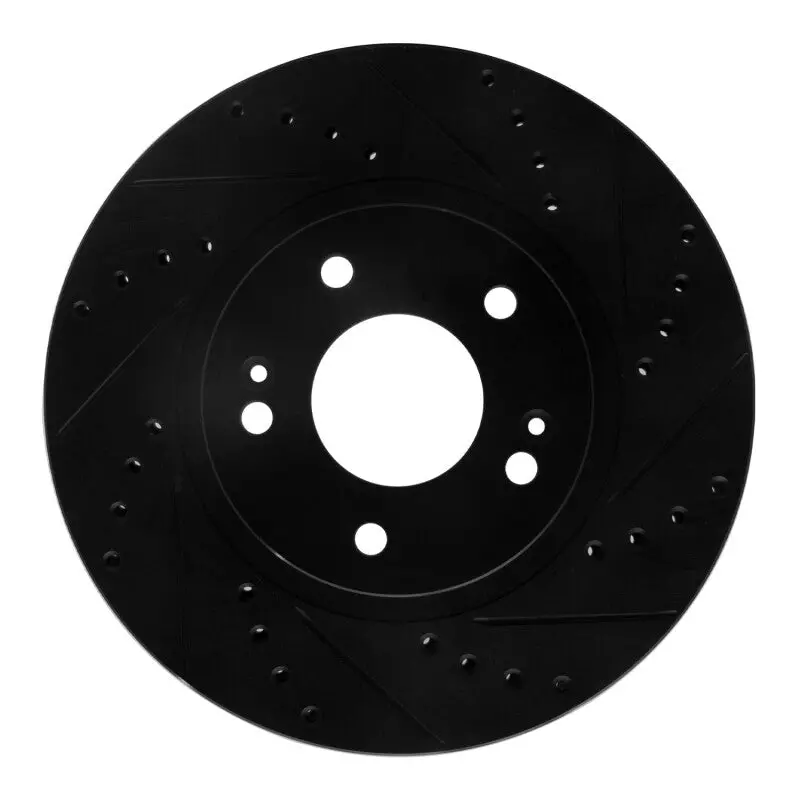 R1 01-06 Hyundai Santa Fe Front Right Drilled & Slotted Black Brake Rotor 1