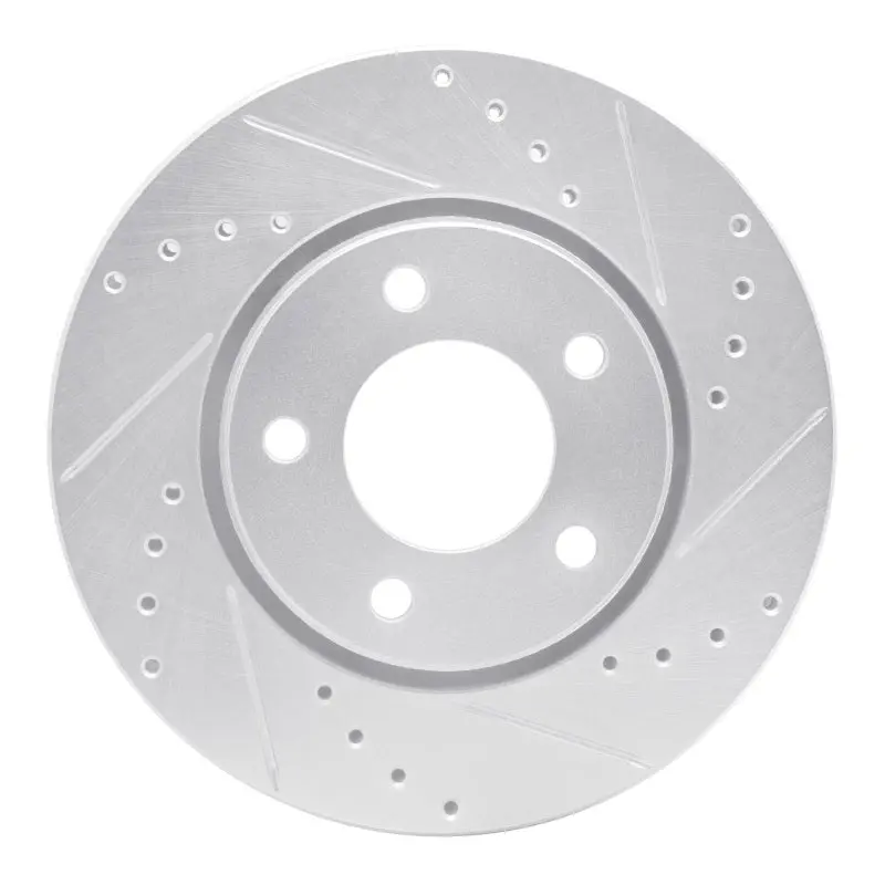 R1 01-07 Chrysler Voyager Front Right Drilled & Slotted Silver Brake Rotor 1