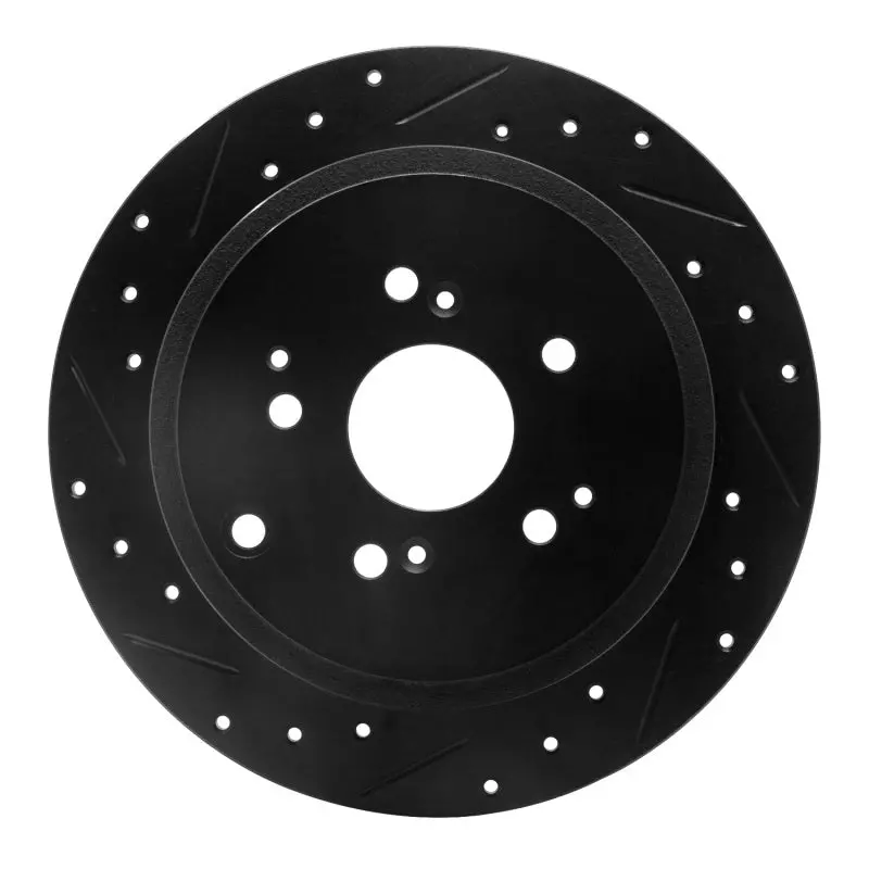 R1 01-08 Acura Mdx Rear Left Drilled & Slotted Black Brake Rotor 1
