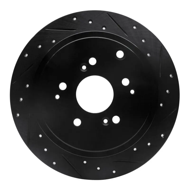 R1 01-08 Acura Mdx Rear Right Drilled & Slotted Black Brake Rotor 1