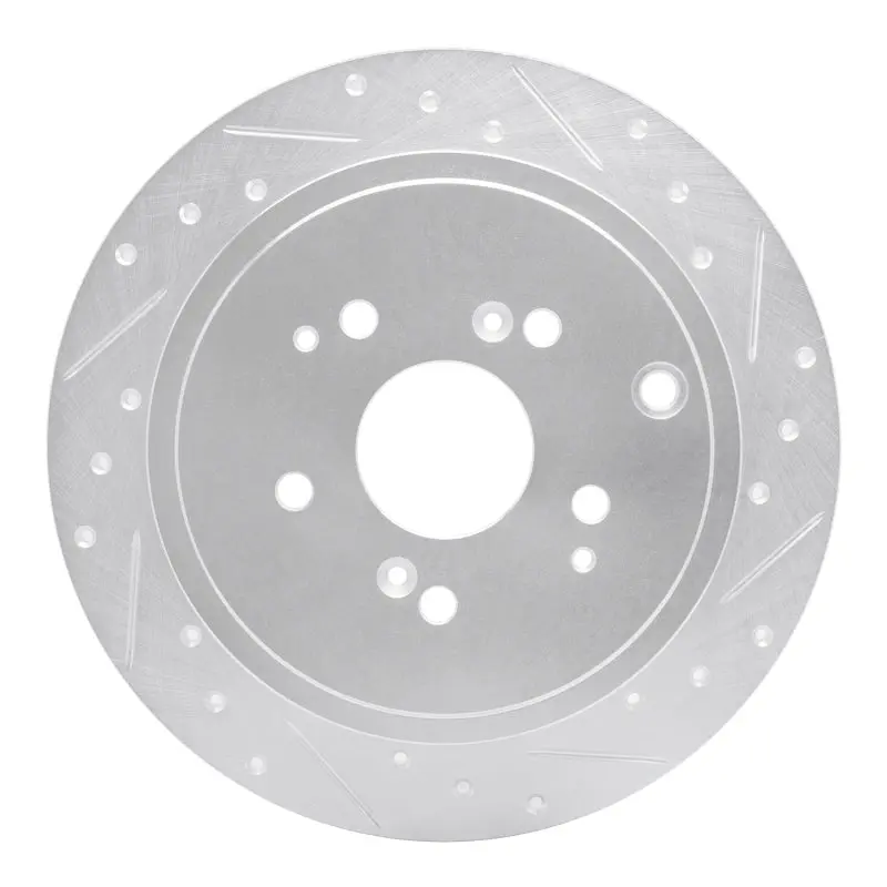 R1 01-08 Acura Mdx Rear Right Drilled & Slotted Silver Brake Rotor 1