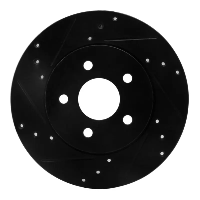 R1 01-08 Ford Mondeo (Mexico) Rear Left Drilled & Slotted Black Brake Rotor 1