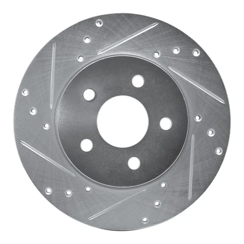 R1 01-08 Ford Mondeo (Mexico) Rear Left Drilled & Slotted Silver Brake Rotor 1