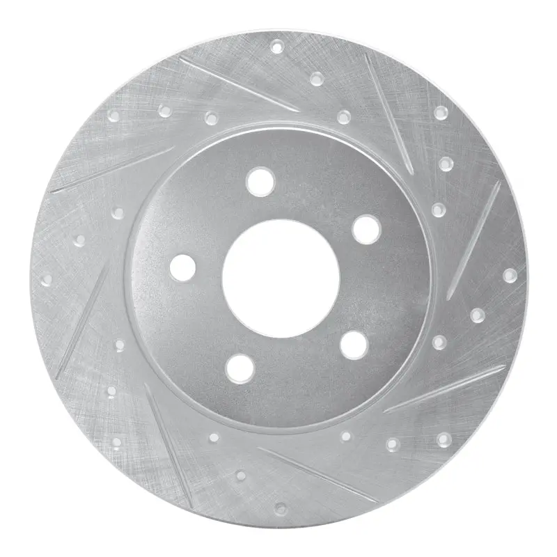R1 01-08 Ford Mondeo (Mexico) Rear Right Drilled & Slotted Silver Brake Rotor 1