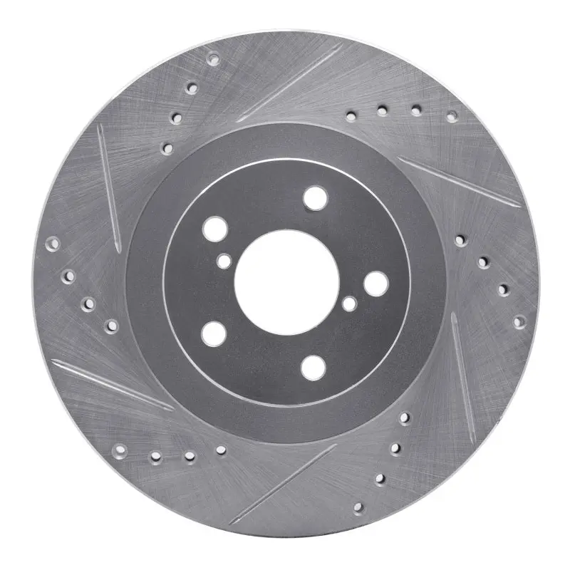 R1 01-08 Saab 9-2X Front Left Drilled & Slotted Silver Brake Rotor 1