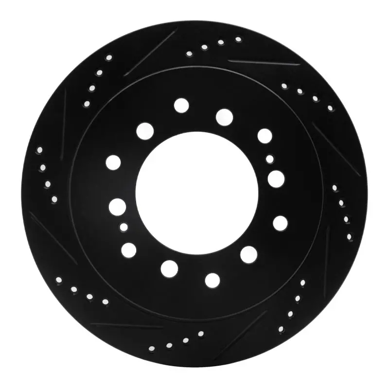R1 01-09 Lexus Gx470 Rear Left Drilled & Slotted Black Brake Rotor 1
