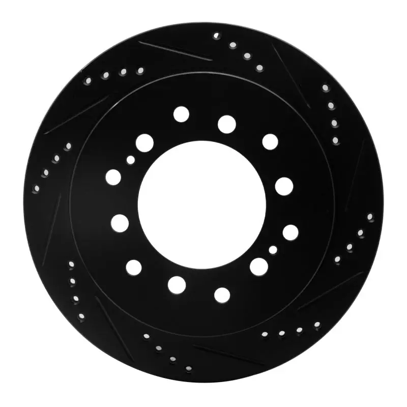 R1 01-09 Lexus Gx470 Rear Right Drilled & Slotted Black Brake Rotor 1