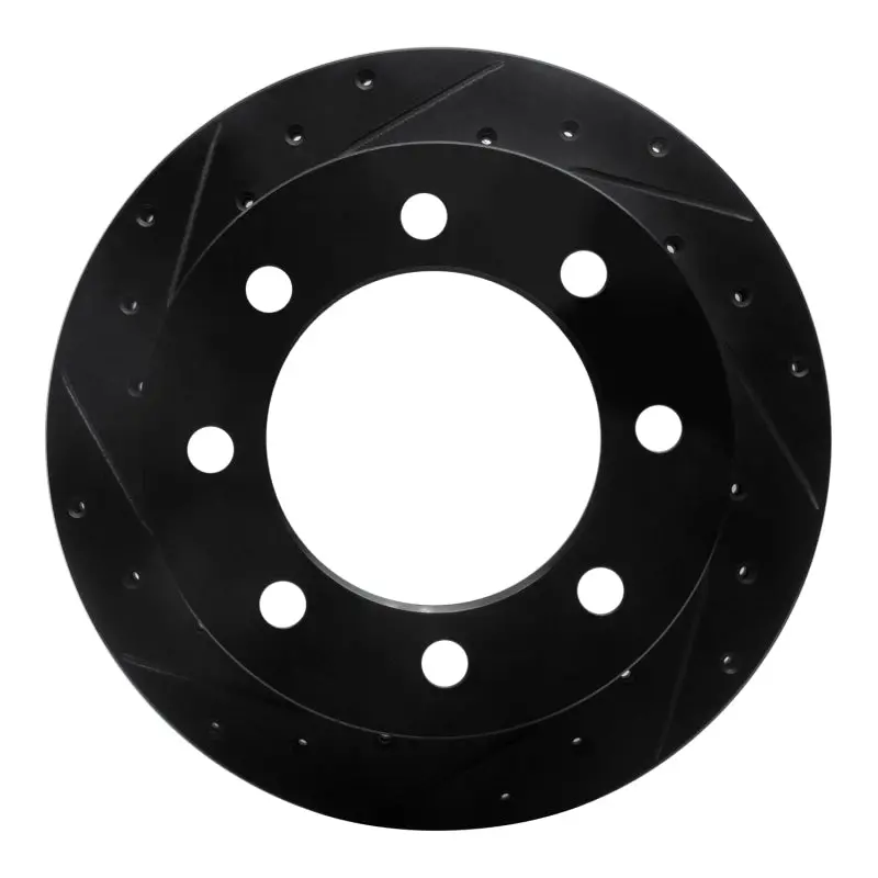 R1 01-10 Chevrolet Express 3500 Rear Left Drilled & Slotted Black Brake Rotor 1