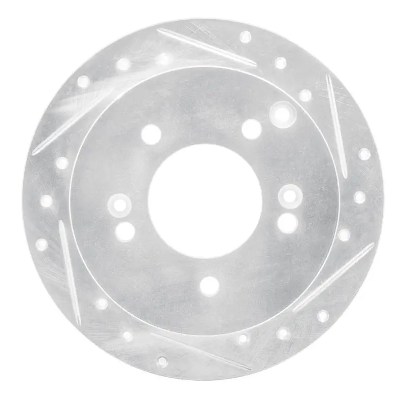 R1 01-10 Hyundai Tucson Rear Right Drilled & Slotted Silver Brake Rotor 1