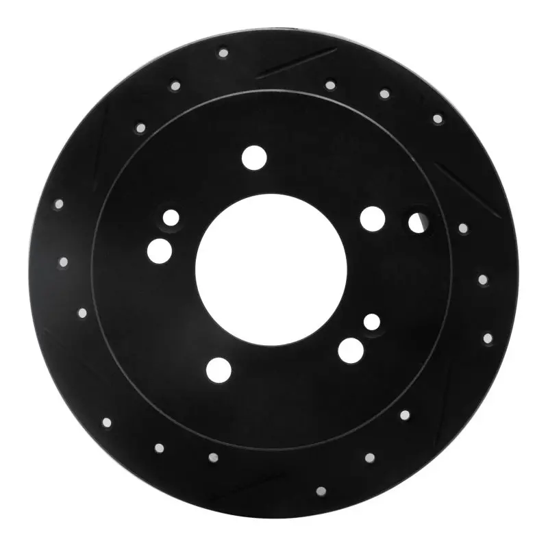 R1 01-10 Hyundai Xg300 Rear Left Drilled & Slotted Black Brake Rotor 1